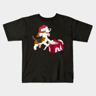 Beagle Dog In Santa Hat Christmas Gift For Dog Lover Kids T-Shirt